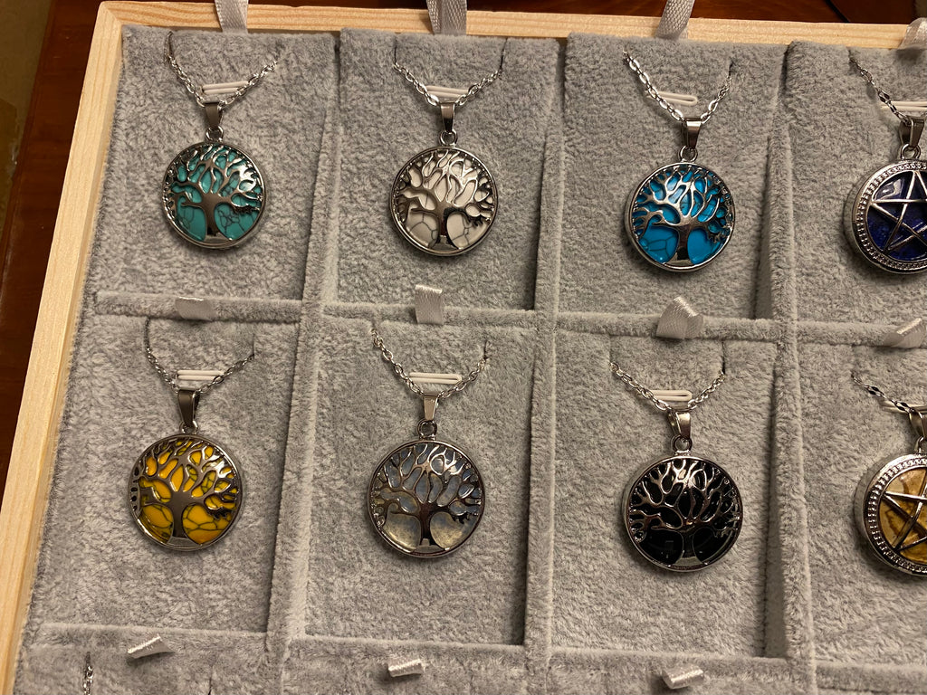 Tree of Life silver and stone pendant