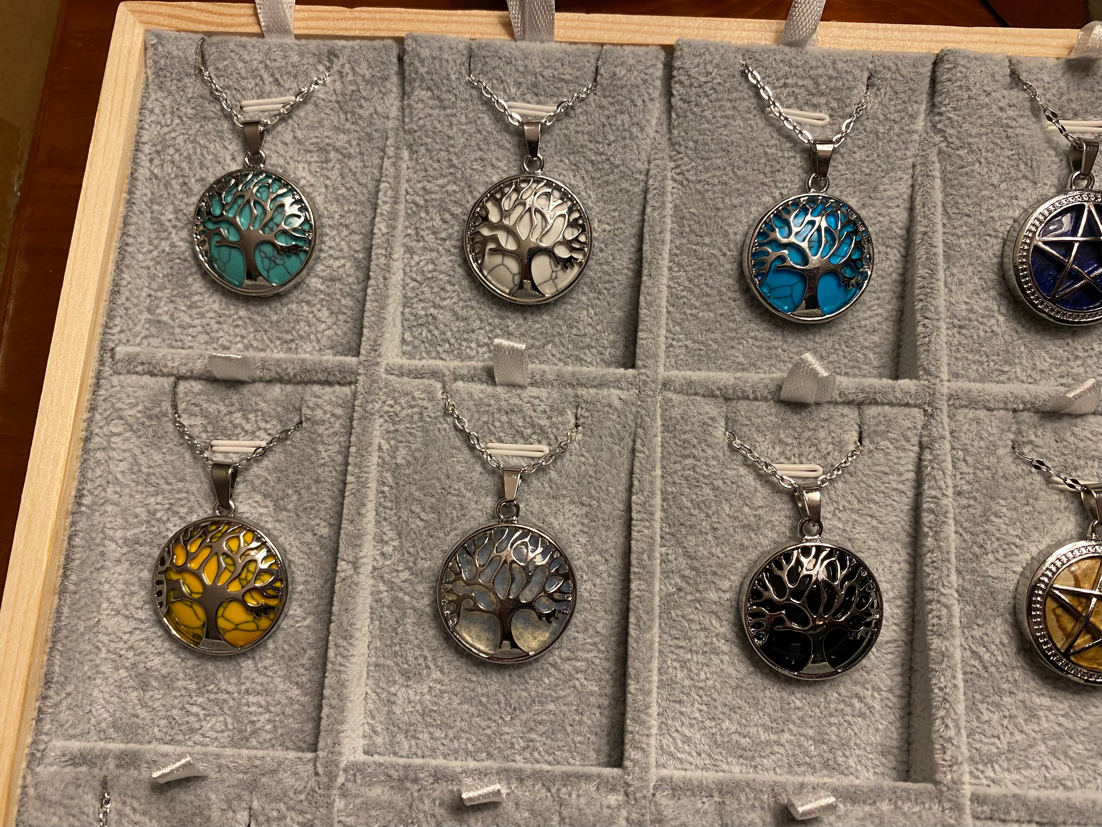 Tree of Life silver and stone pendant