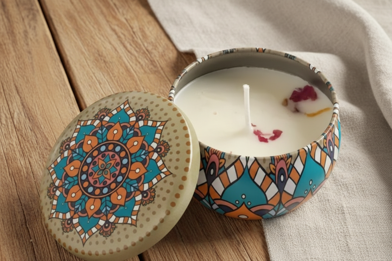 Dried flower scented candle