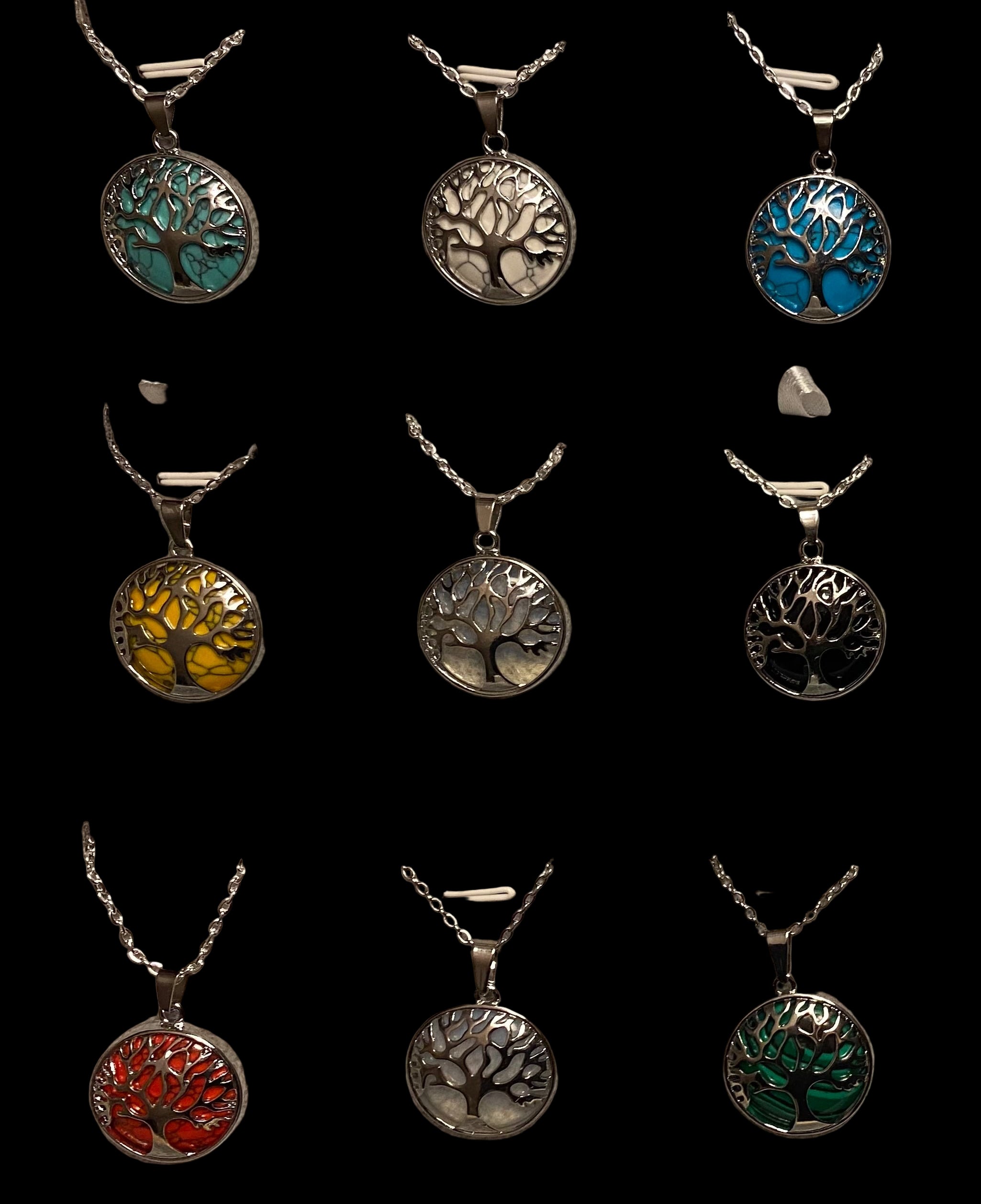 Tree of Life silver and stone pendant