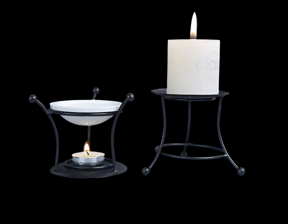 Dual purpose metal candle holder & burner