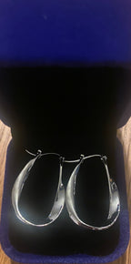 Sterling silver oval hoop earrings