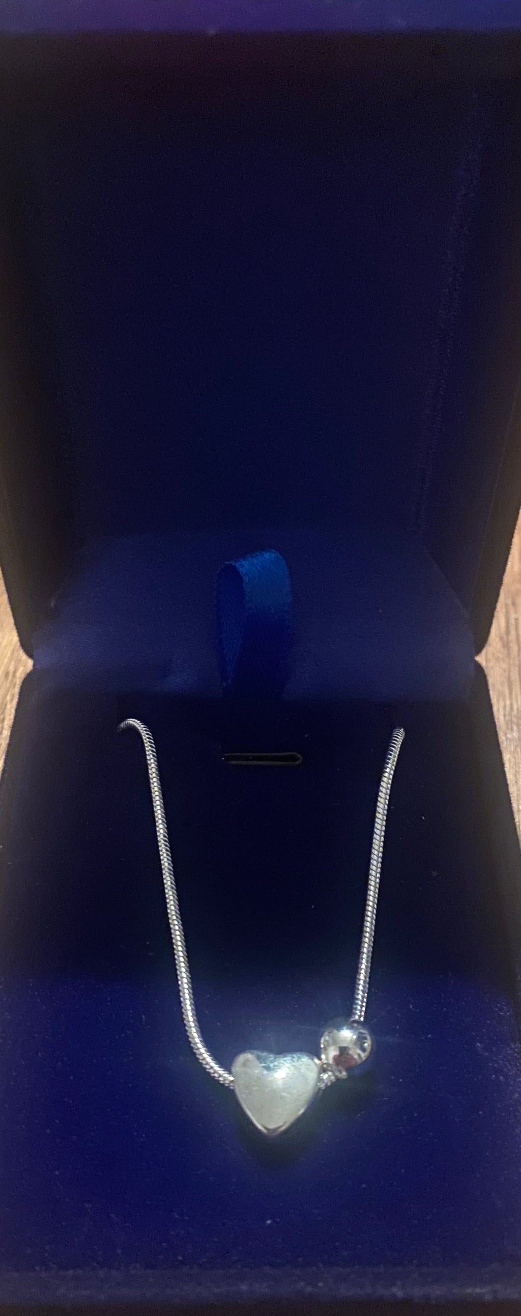 Sterling silver heart and sphere necklace