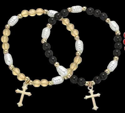 Beaded cross bracelet 2 piece.