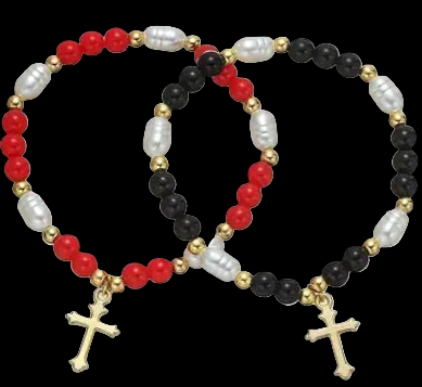 Beaded cross bracelet 2 piece.
