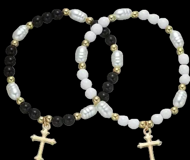 Beaded cross bracelet 2 piece.