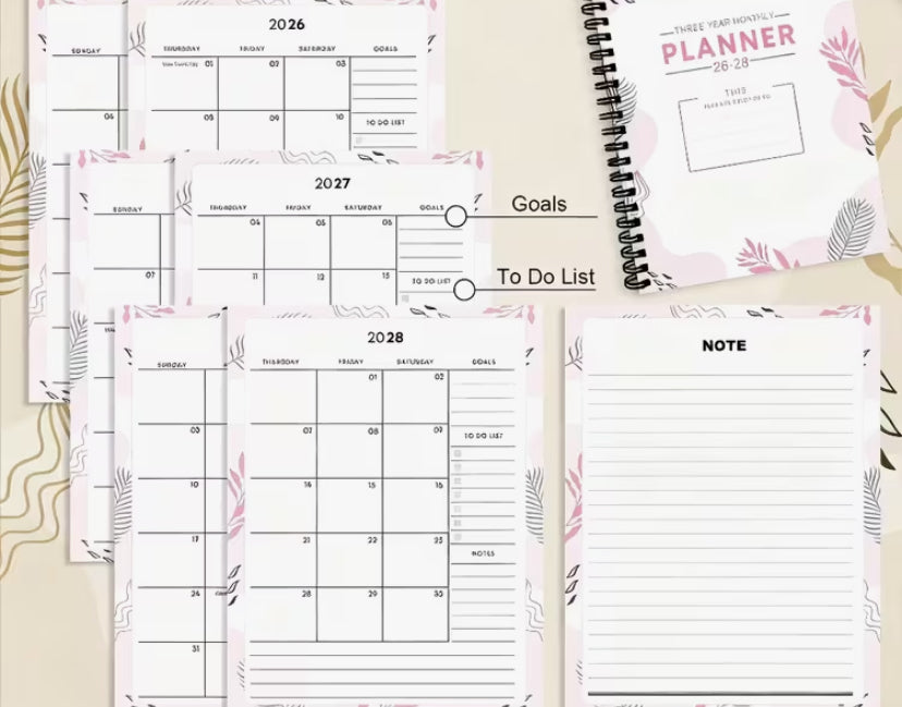 2026-2028 Monthly planner