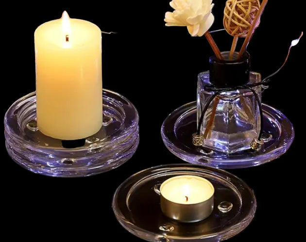 Glass round candle plate