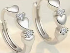 Sterling Silver heart and diamond earrings