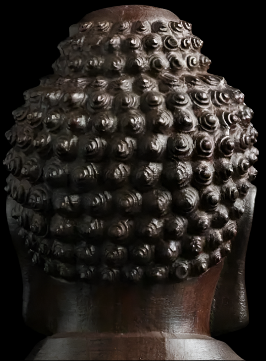 Handcrafted wooden Buddha head