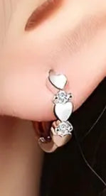 Sterling Silver heart and diamond earrings