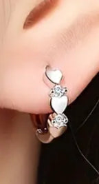 Sterling Silver heart and diamond earrings