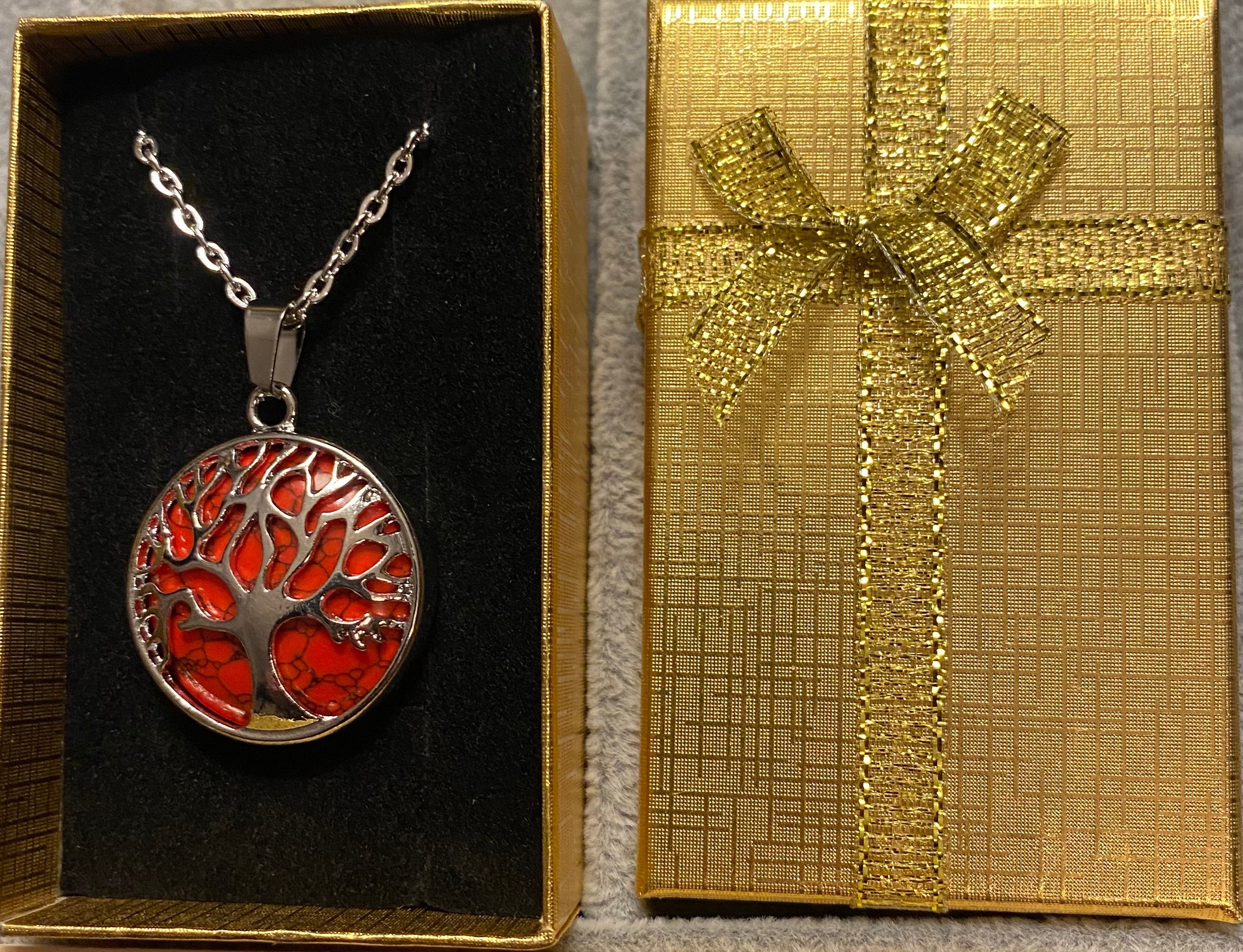 Tree of Life silver and stone pendant