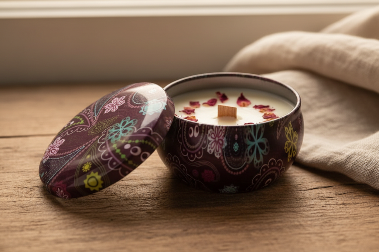 Dried flower scented candle