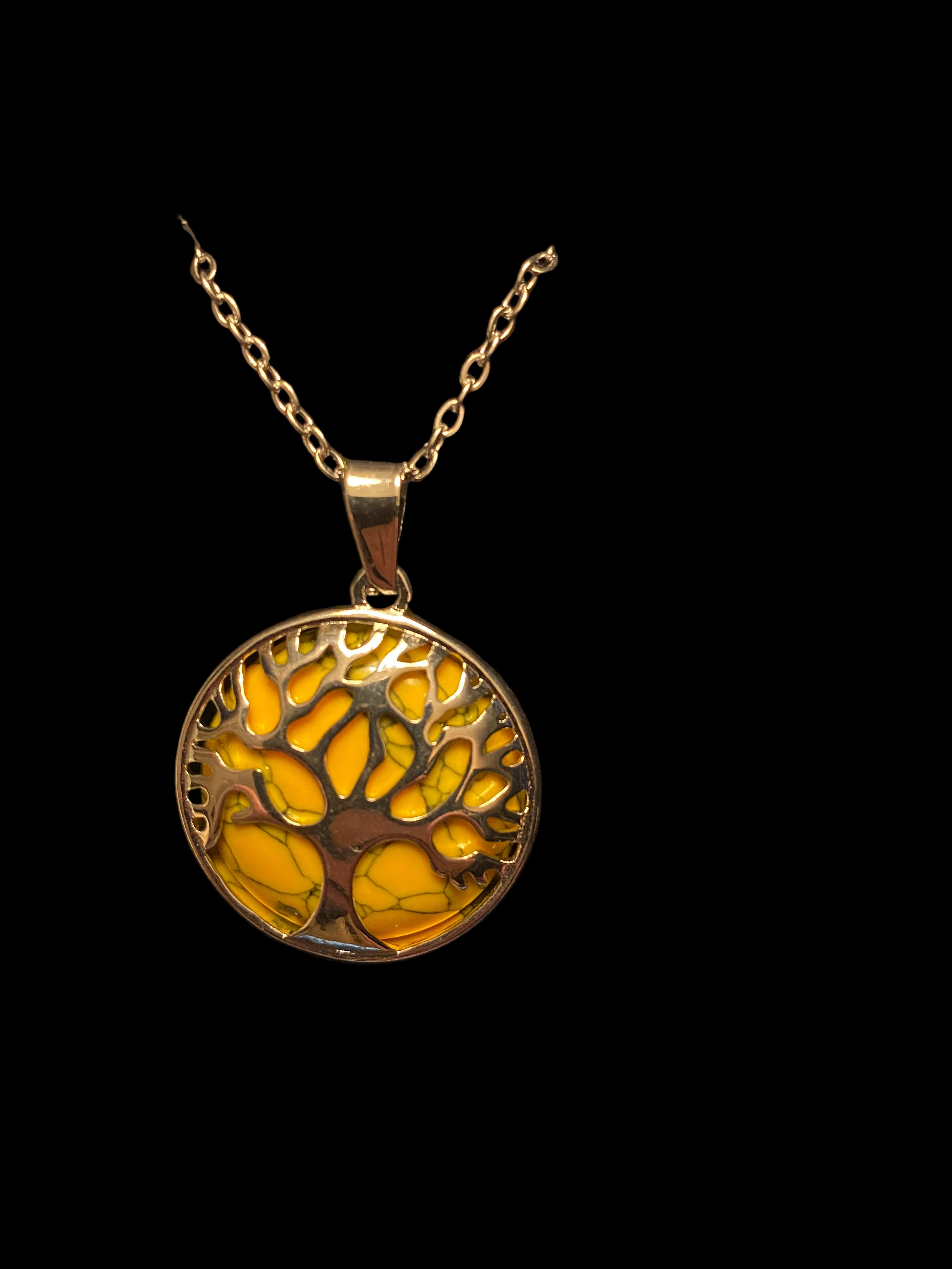 Tree of Life silver and stone pendant