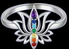 Silver lotus flower chakra ring