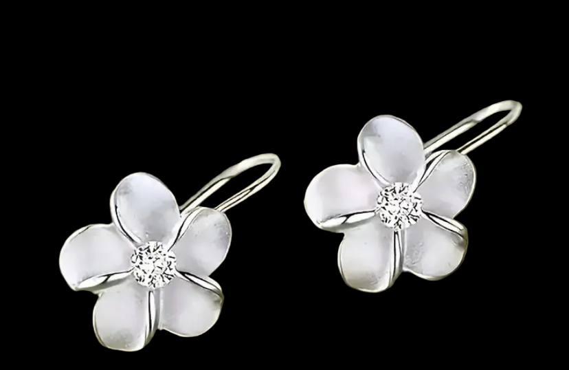 Silver zirconia flower earrings