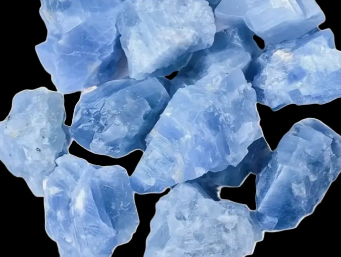 Natural blue Raw calcite
