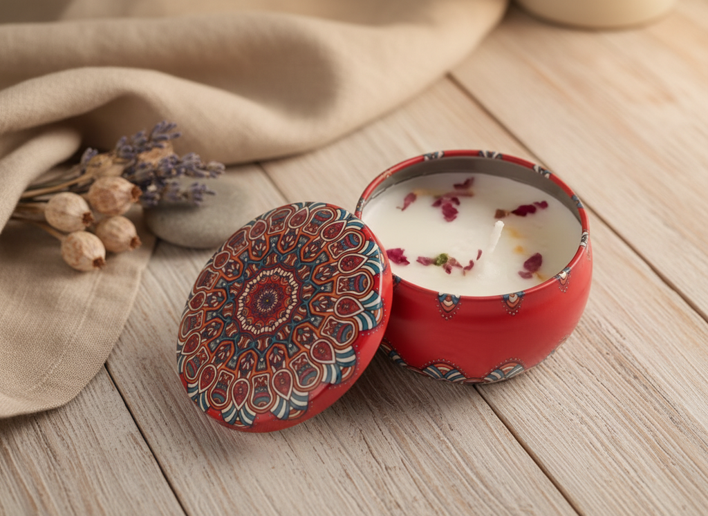 Dried flower scented candle