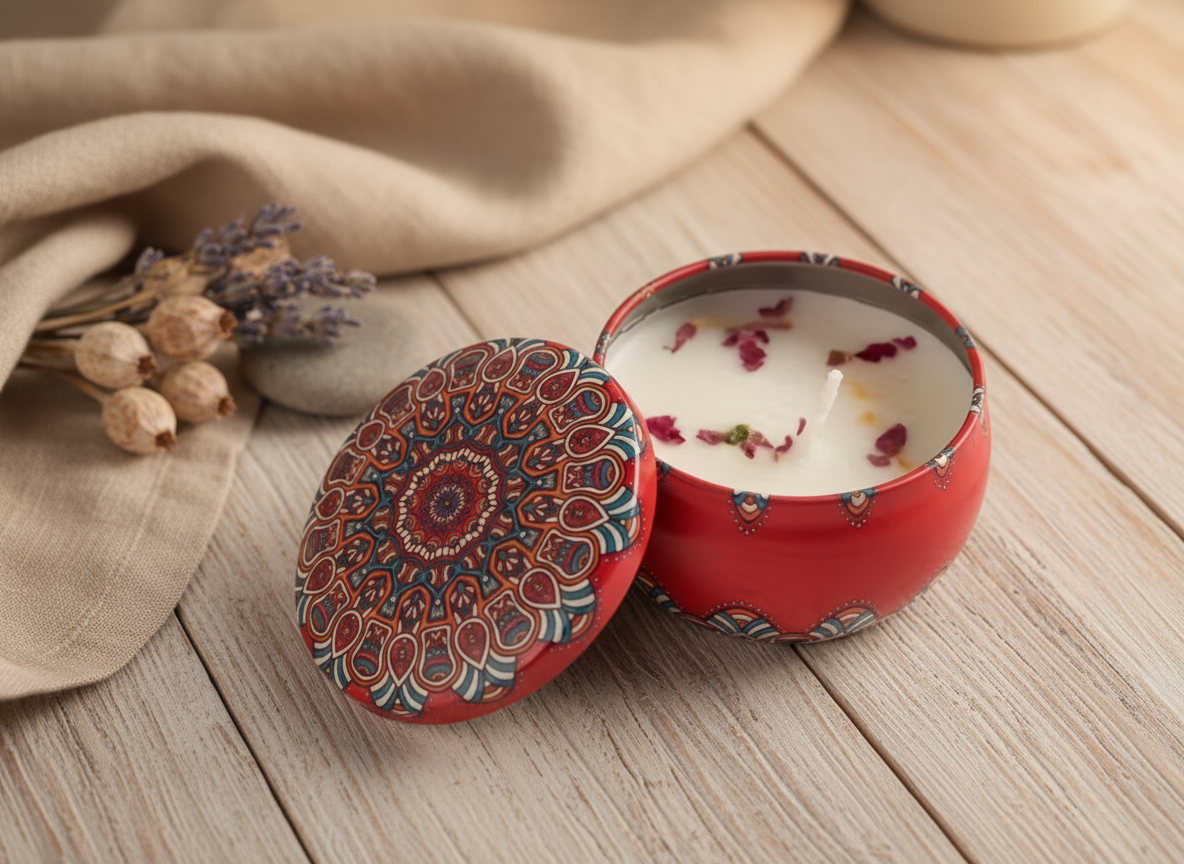 Dried flower scented candle