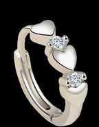 Sterling Silver heart and diamond earrings