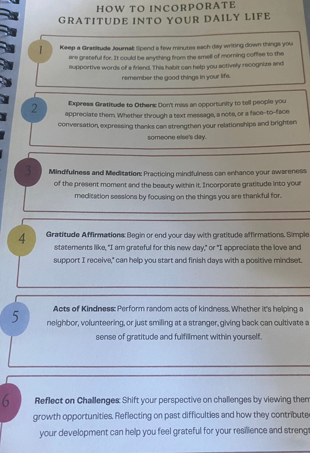 Daily gratitude journal