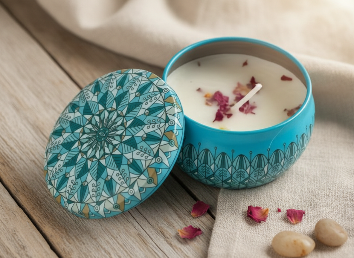 Dried flower scented candle