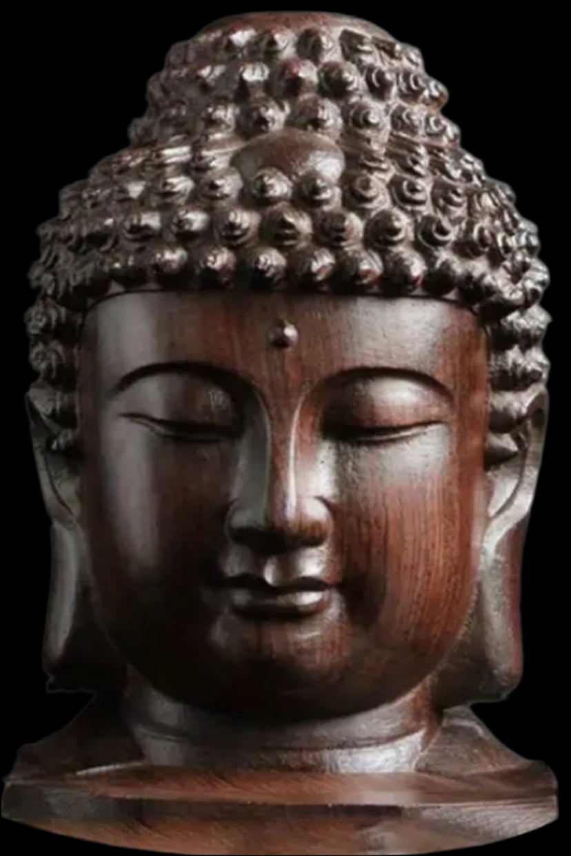 Handcrafted wooden Buddha head