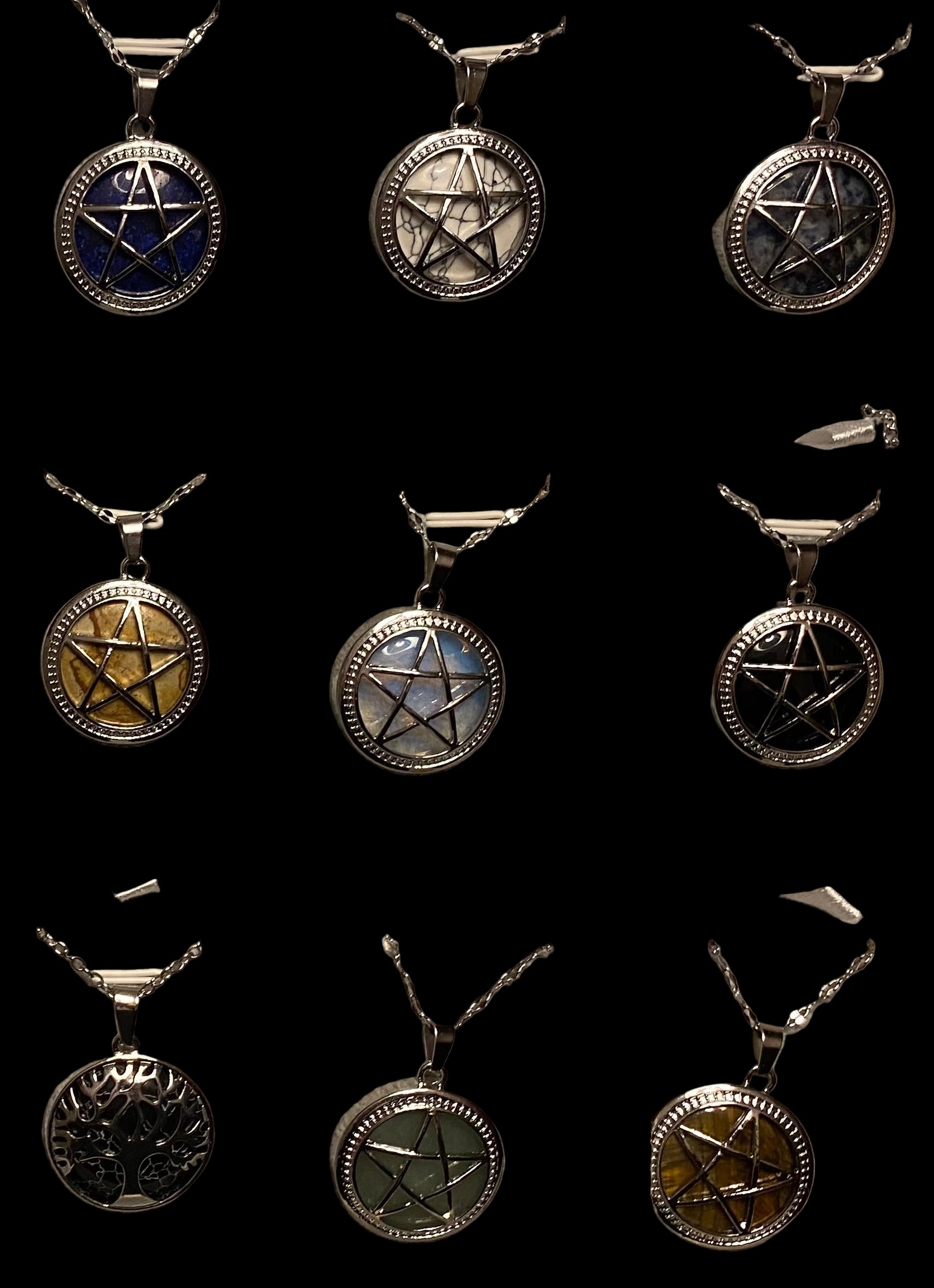 Star silver and stone pendant