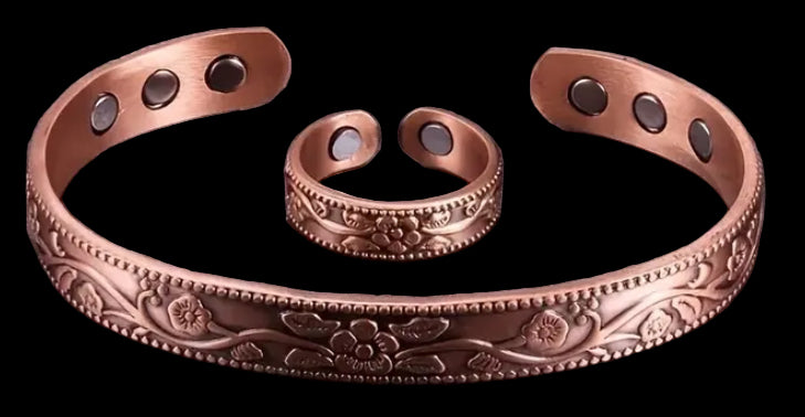 Red Copper magnetic bangle and Ring