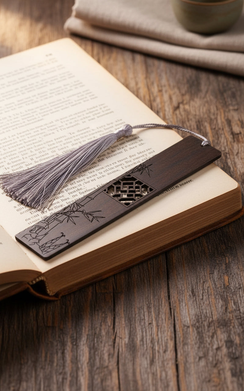 Wooden tasseled bookmark