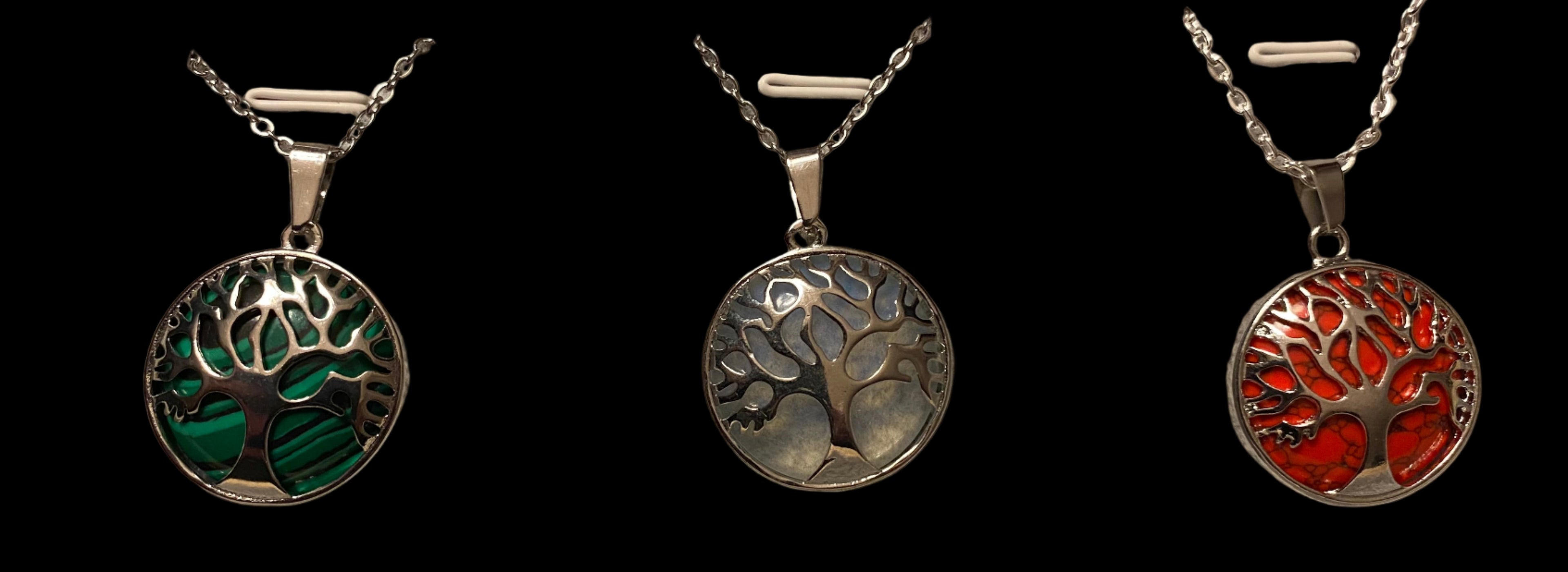 Tree of Life silver and stone pendant
