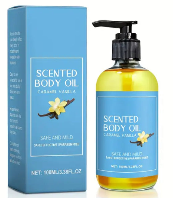 Caramel vanilla scented body oil 100ml