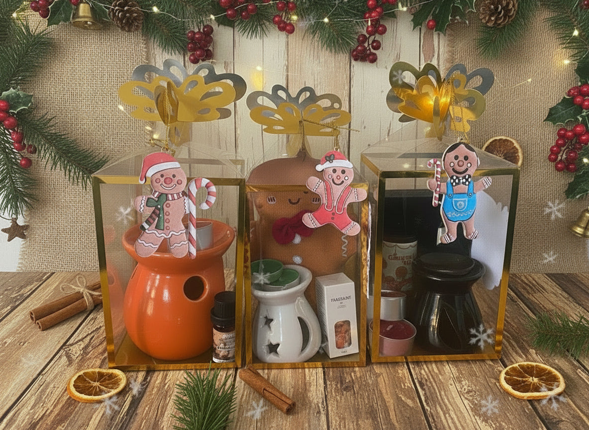 Gingerbread oil diffuser gift-sets.