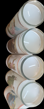 Religious printed tall glass candles